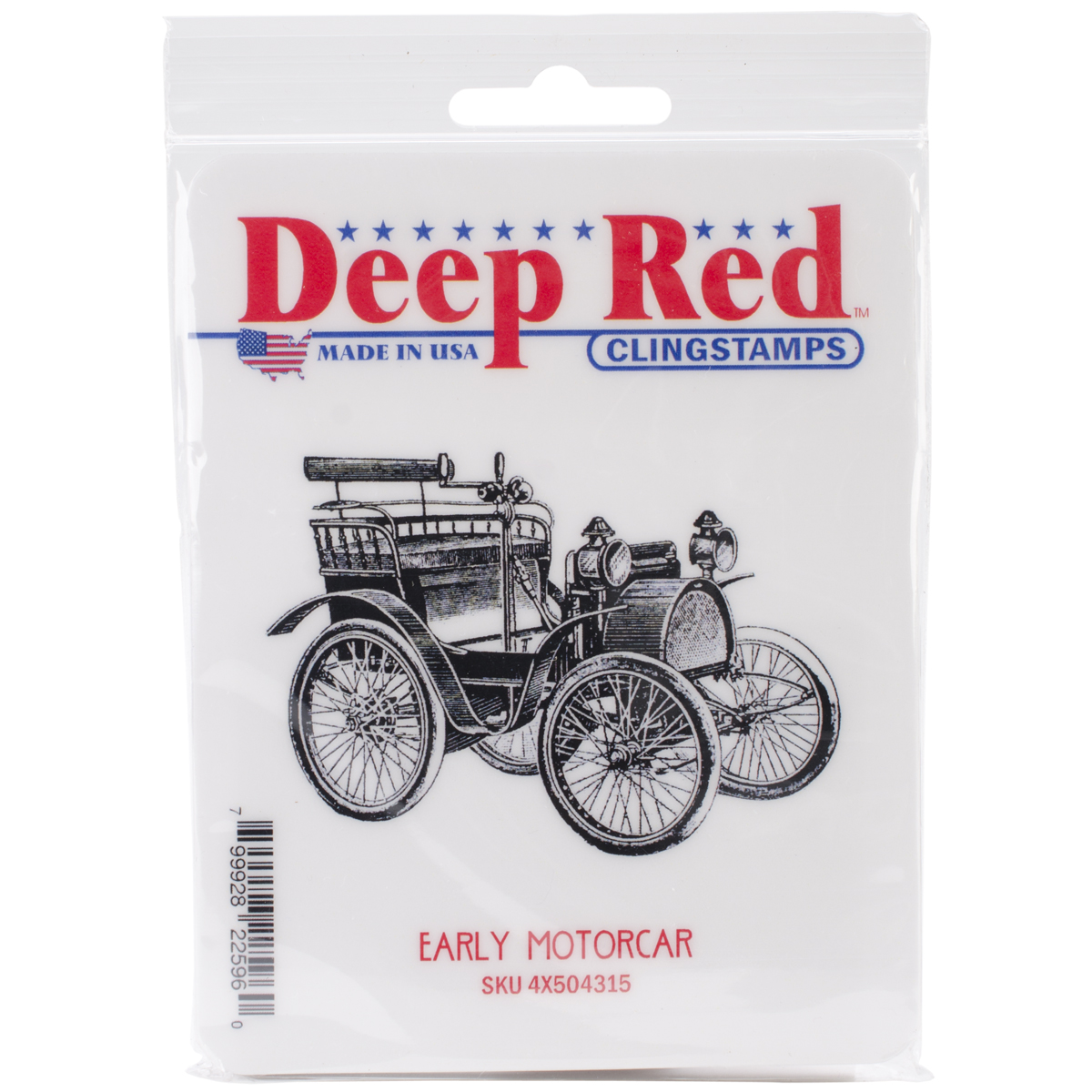 Deep Red Stamps Early Motorcar Rubber Cling Stamp