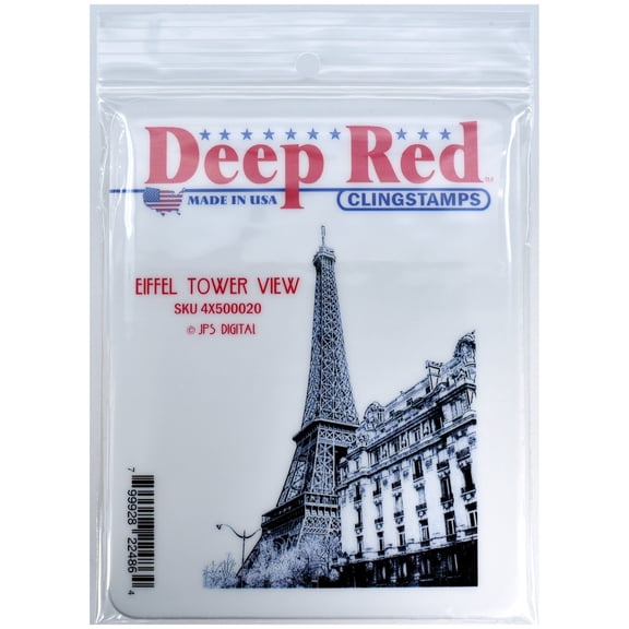 Deep Red Stamps Eiffel Tower View Rubber Cling Stamp 2.6 x 3.5 inches.