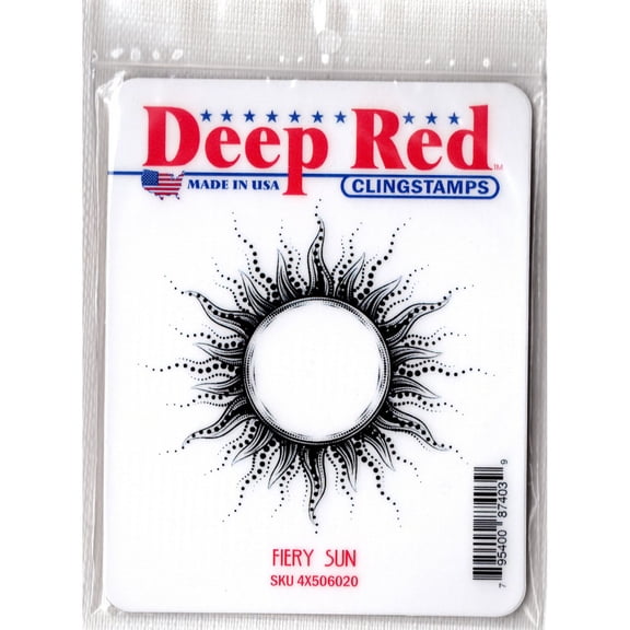 Deep Red Stamps Fiery Sun Rubber Cling Stamp