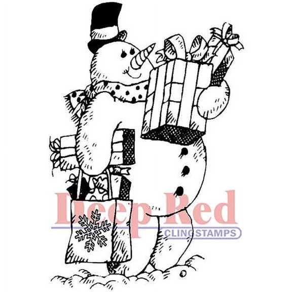 Deep Red Stamps Frosty Shopper Rubber Cling Stamp 2.1 x 3.1 inches.