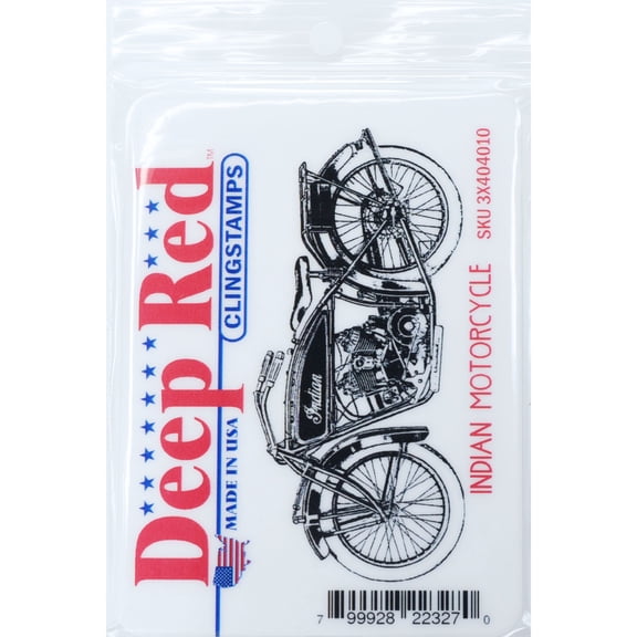 Deep Red Stamps Indian Motorcycle Rubber Cling Stamp 2 x 2 inches.