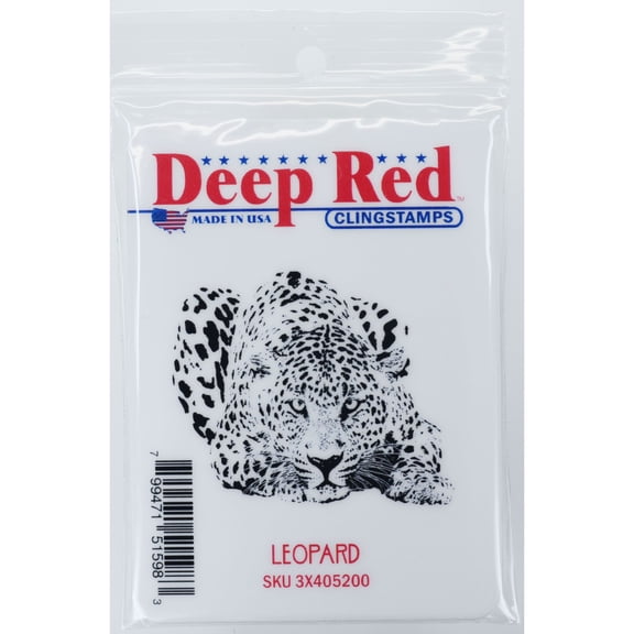Deep Red Stamps Leopard Rubber Cling Stamp 2 x 1.8 inches.