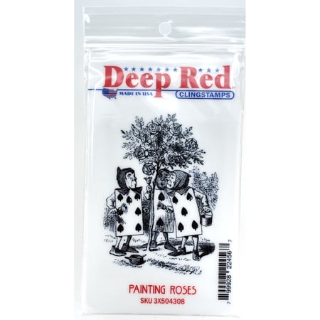 Deep Red Stamps Painting Roses Rubber Cling Stamp 2.1 x 3 inches.