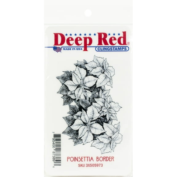 Deep Red Stamps Poinsettia Border