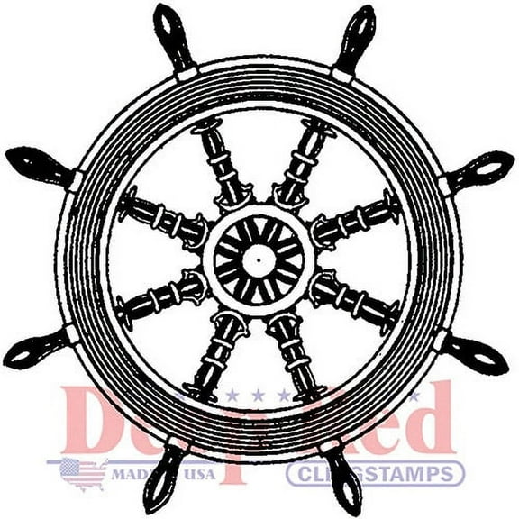 Deep Red Stamps Ships Wheel Rubber Cling Stamp 2.1 x 2.1 inches.