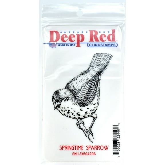Deep Red Stamps Springtime Sparrow Rubber Cling Stamp 2.25 x 3.25 inches.