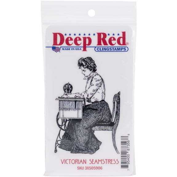 Deep Red Stamps Victorian Seamstress