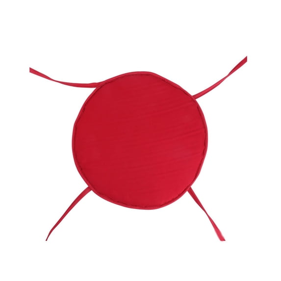 Deep Red Thick Round Chair Cushion, 15 Inch Padded Seat with Ties for Indoor Kitchen Dining, 1 Pack