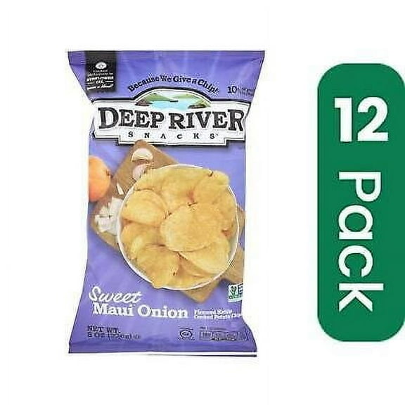 Deep River Chips Kettle Cooked Sweet Maui Onion 8 oz (Pack of 12)