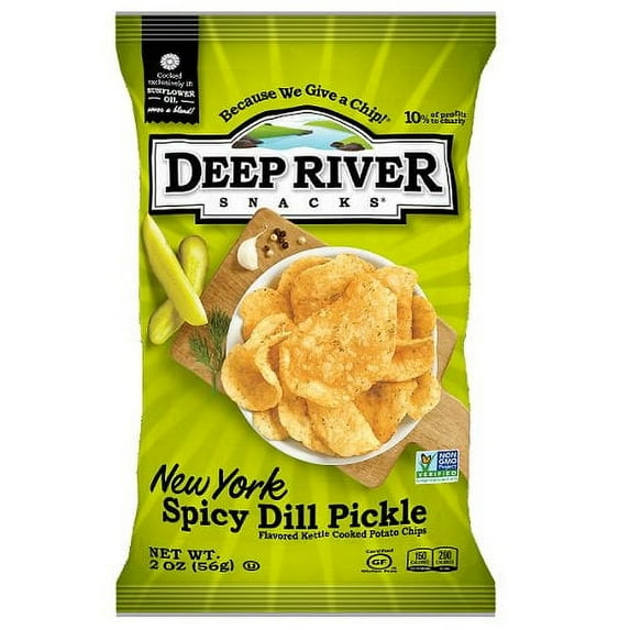 Deep River Snacks New York Spicy Dill Pickle Kettle Chips, 2oz, 24 Ct