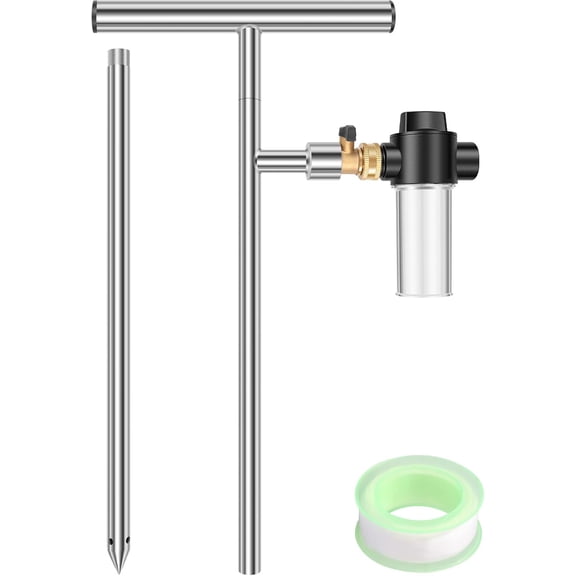 Deep Root Tree Watering Tool, Root Feeder with Fertilizer Bottle Watering Wand Irrigation System Watering Stake, Brass Valve T-Handle Irrigation System for Outdoor Garden, Plant & Shrubs Growth