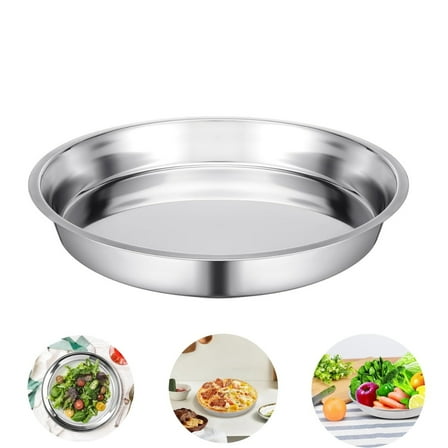Deep Round Baking Pan,Rustproof Pie Plates,14.2in Non-Stick Stainless Steel Baking Sheet for Home,Durable Pizza Tray for Roasting,Displaying,1pack