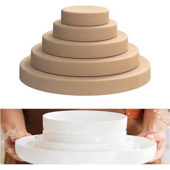 Deep Round Pottery Molds for Handbuilding, 5 Pcs Pottery Forms, Brown MDF Engineered Wood
