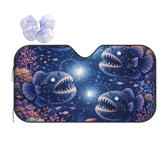 Deep Sea Anglerfish Car Windshield Sun Shade Universal Fit Auto Sun Visor Protector