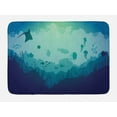 thumbnail image 1 of Deep Sea Bath Mat, Jellyfish Corals and Other Mammals Deep in the Ocean, Plush Bathroom Decor Mat with Non Slip Backing, 29.5" X 17.5", Blue Almond Green, by Ambesonne, 1 of 2