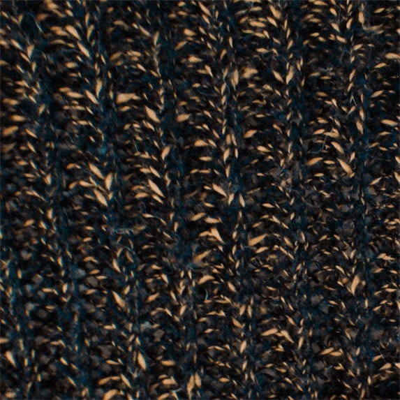 Deep Sea/Beige Wool Blend Sweater Rib Knit, Fabric By the Yard