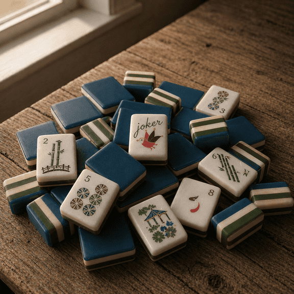 Deep Sea Blue American Mahjong Tiles Set Minimalist Acrylic Mahjong For Game Night, Trendy Clean Style Mahjong Set, Gift For Friends & Mahjong Fans