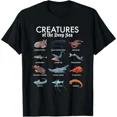 thumbnail image 1 of Deep Sea Creatures Chart Rare Fish for Unisex Gift for Oceanographer Graphic Cotton T-Shirt, 1 of 6