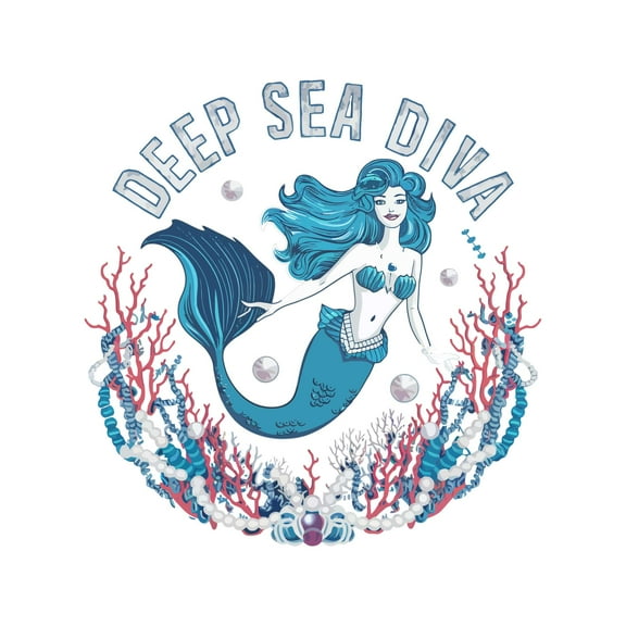 Deep Sea Diva Majestic Elegant Graceful Mermaid Cartoon Wall Art Sticker Designs Vinyl Stickers For Home House Walls Rooms Windows Bedroom Decoration Size (12x12 inch)