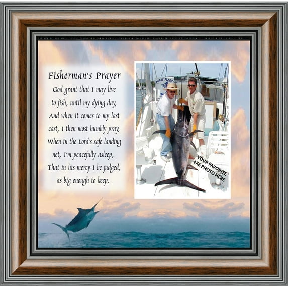 Deep Sea Fisherman's Prayer, Fisherman's Prayer, Fishing Gifts, Beach, Boating or Fishing Decor, Personalized Picture Frame, 10X10 9702
