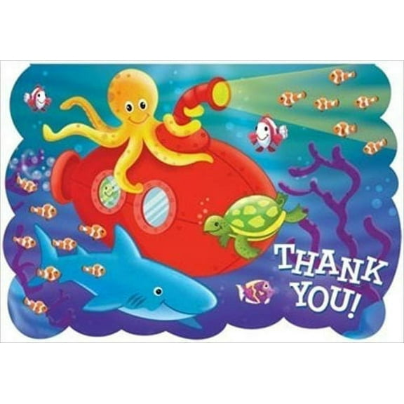 Deep Sea Fun Thank You Notes with Envelopes, 8 Count