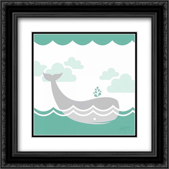 Deep Sea I 2x Matted 20x20 Black Ornate Framed Art Print by Young, Patty