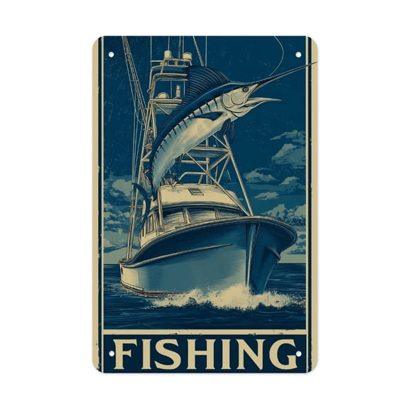 Deep_Sea_Marlin Weather-Resistant Tin Sign - Fade-Proof - Outdoor Use
