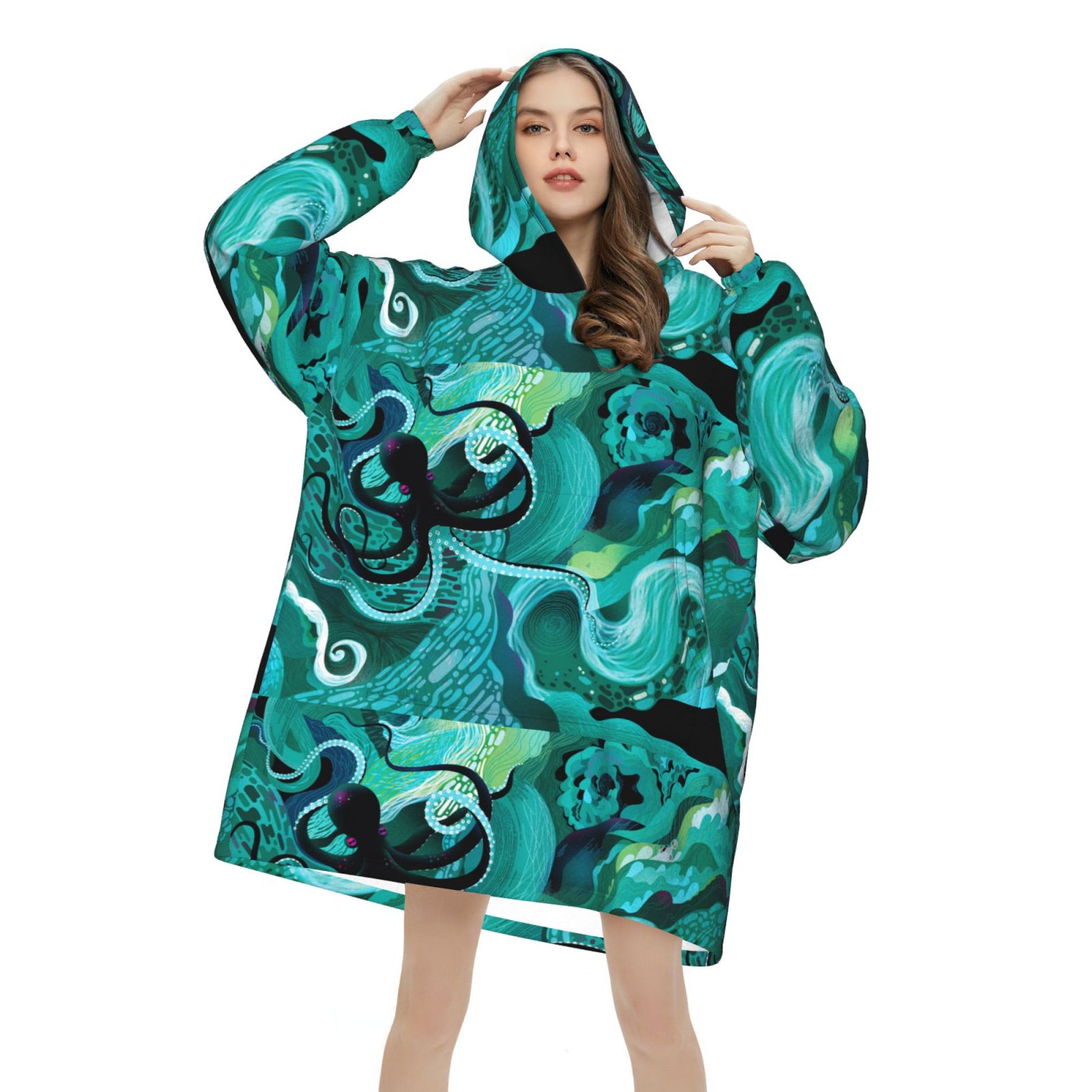 Deep Sea Octopus Blanket Hoodie Oversized Hoodie Comfy Blanket Hoodies