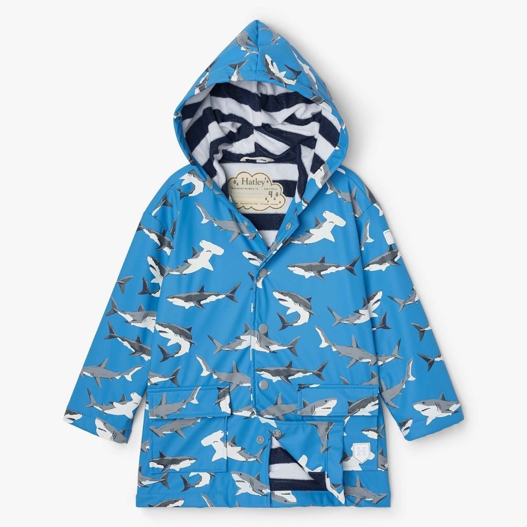 Deep Sea Sharks Colour Changing Raincoat Size 1218 Months Polyester