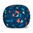 thumbnail image 1 of Deep Sea Storage Toy Bag Chair, Colorful Mantas Fish Silhouettes Repetitive Pattern Nautical Sea Animal, Stuffed Animal Organizer Washable Bag, Large Size, Night Blue Multicolor, by Ambesonne, 1 of 3
