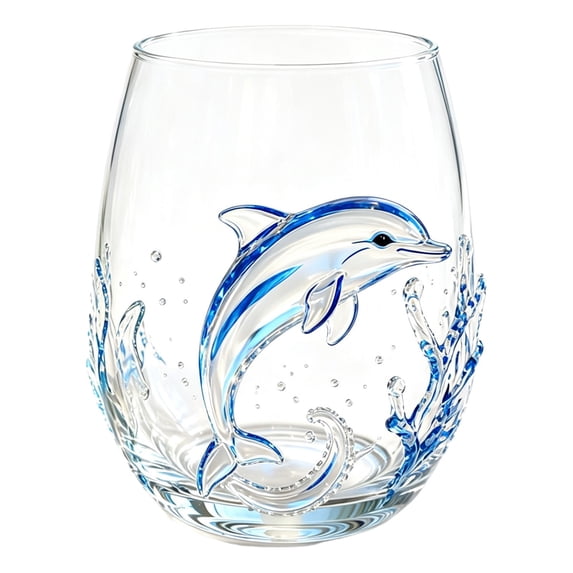 Deep Sea Theme Glass Cup, 2D Art Drinking Glass, Comfort Grip Tumbler, Home Bar Decoration, Must Have for Ocean Lovers
