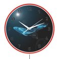 Neon Usmc Deep Sea Wireframe Whale LED Neon Wall Clock Sci Fi Illuminated Decor ...