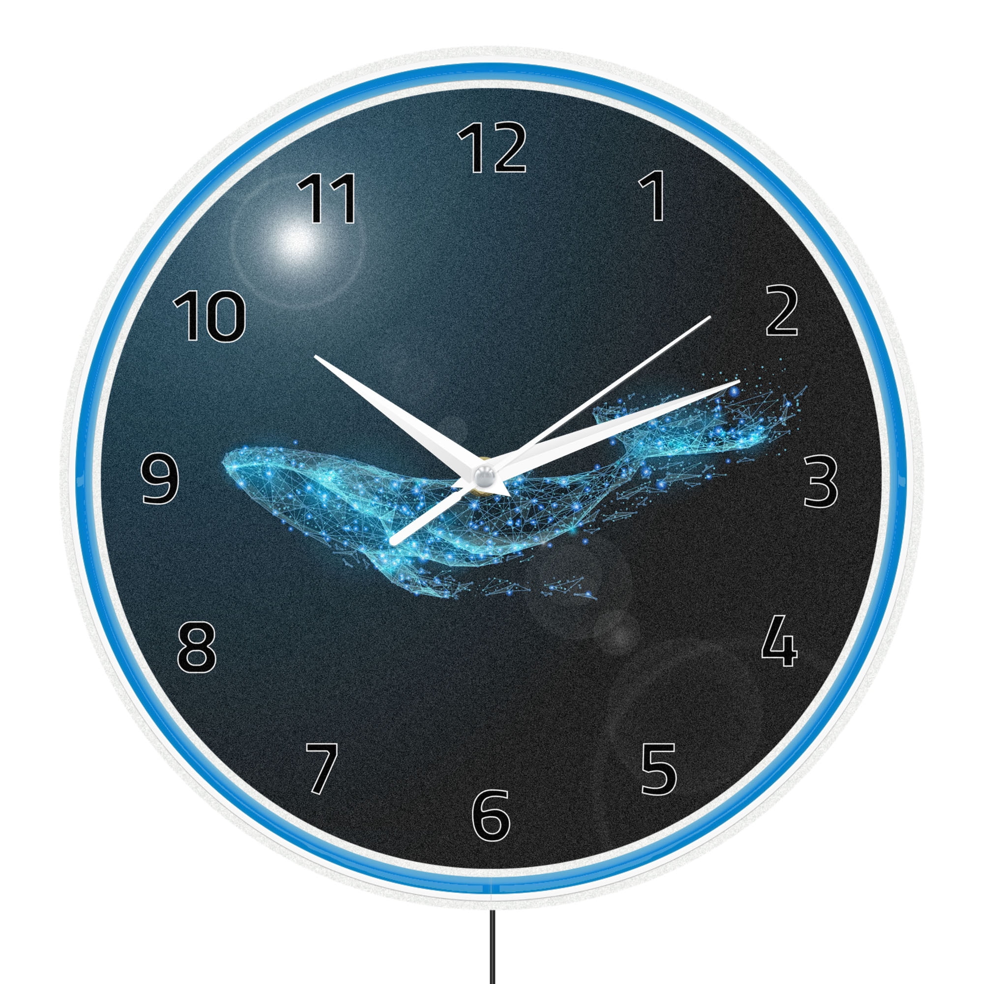 Neon Usmc Deep Sea Wireframe Whale LED Neon Wall Clock Sci Fi Illuminated Decor ...