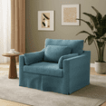 thumbnail image 1 of 42" Modern Armchair, Coastal Accent Chair, Deep Seat Slicovered Chair, Chenille Fabric, Blue, 1 of 8