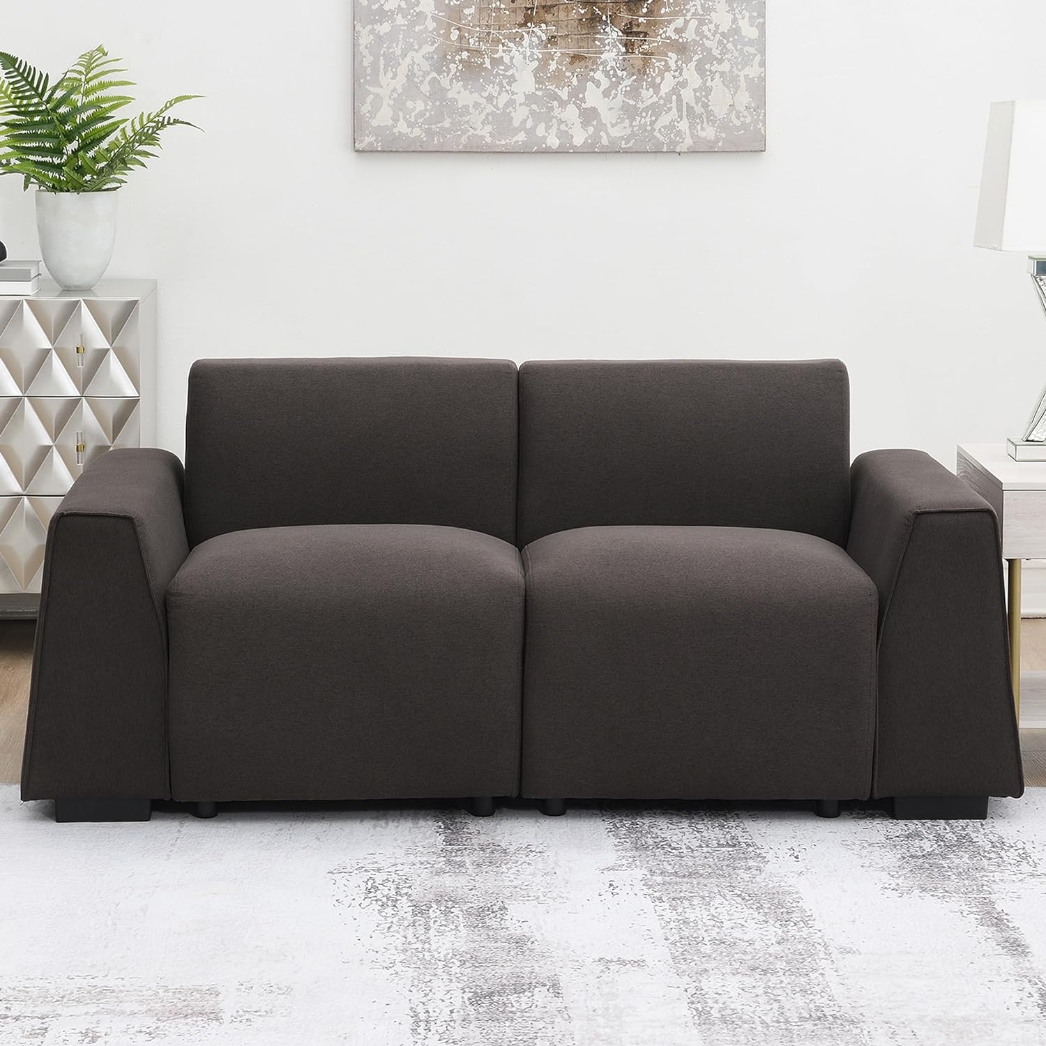 Deep Seat Couches For Livig Room, Moder 3 Seater Upholstered Sofa Couch