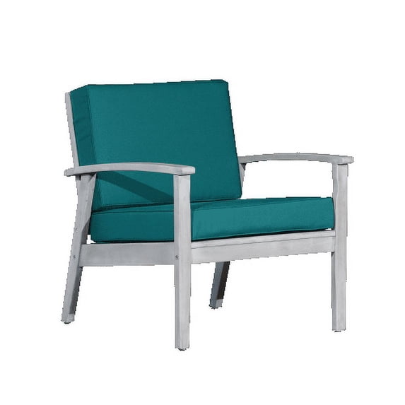 Deep Seat Eucalyptus Chair , Environmentally Friendly Wood Chair with Finish and Cushions,Noise Free, Silver+Grey + Dark Green