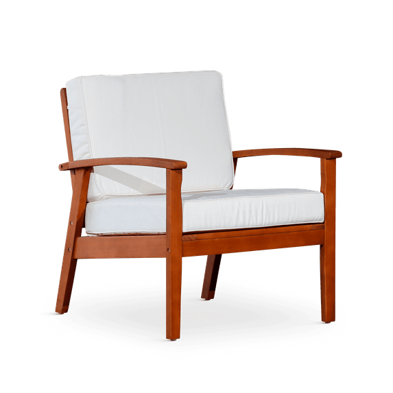 Deep Seat Eucalyptus Chair, Natural Oil Finish, Cream Cushions