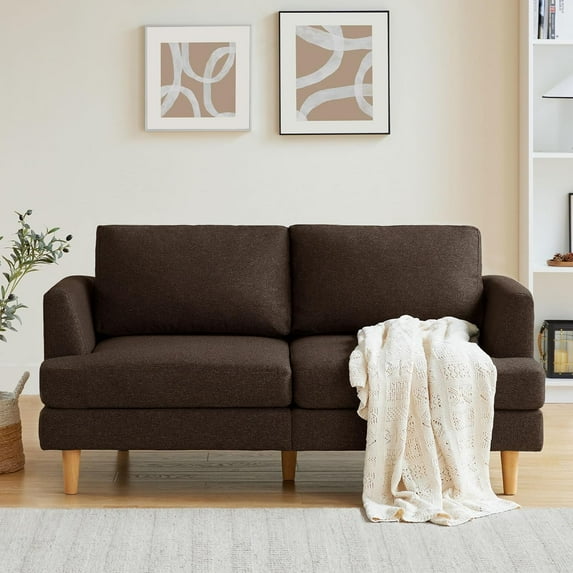 Gericco Mid Century Modern Upholstered Deep Seat Loveseat, Brown