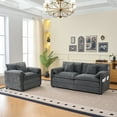thumbnail image 1 of Deep Seat Luxury 2 Piece Loveseat Couch & Sofa Armchair Set, Modern Upholstered Chenille Cloud Couches Set Furniture with 3 Pillow for Living Room Bedroom Office Apartment,DIY Combination (Gray), 1 of 11