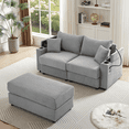 thumbnail image 1 of LUCKHAO Deep Seat Modular Sectional Sofa ,Corduroy Upholstered Oversized Sofa Convertible Sleeper Sofabed ,Storage Space, 2 Movable Ottomans, 2 USB Ports, 2 Cup Holders, Phone Holder, 1 of 27
