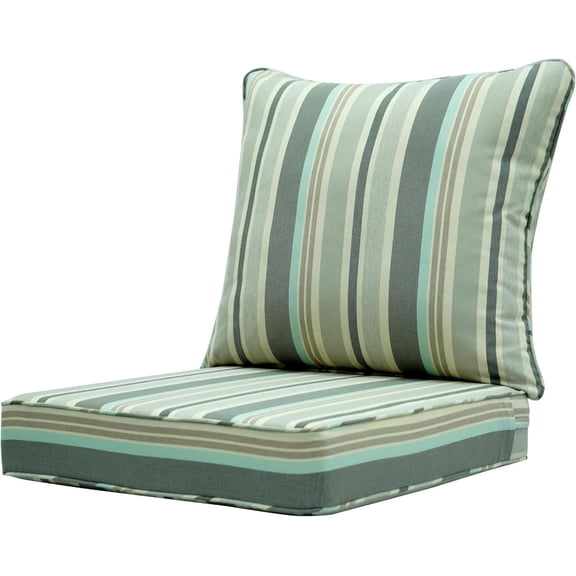Deep Seat Patio Cushions Set 24 x 24 Inch,Olefin Fabric Outdoor Seat Cushion,Patio Furniture Cushions with Removable Cover,Rain-Proof and Fade Resistant Deep Seat Bottom & Back Cushion,1set