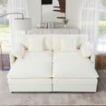 thumbnail image 1 of Deep Seat Sectional Cloud Sofa with 2 Ottomans & Soft Pillows, Loveseat Modular Couch for Living Room, Apartment, DIY Combination, Beige, 1 of 9