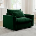 thumbnail image 1 of Deep Seat Single Sofa, Upholstered Accent Chair with Waist Pillow, Modern Sectional Sofa Couches for Living Room, Office, Apartment, Small Comfy Couch, Green, 1 of 6