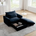 thumbnail image 1 of Deep Seat Single Sofa, Upholstered Accent Chair with Waist Pillow and Storage Ottoman, Modern Sectional Sofa Couches for Living Room, Office, Apartment, Small Comfy Couch, Blue, 1 of 6