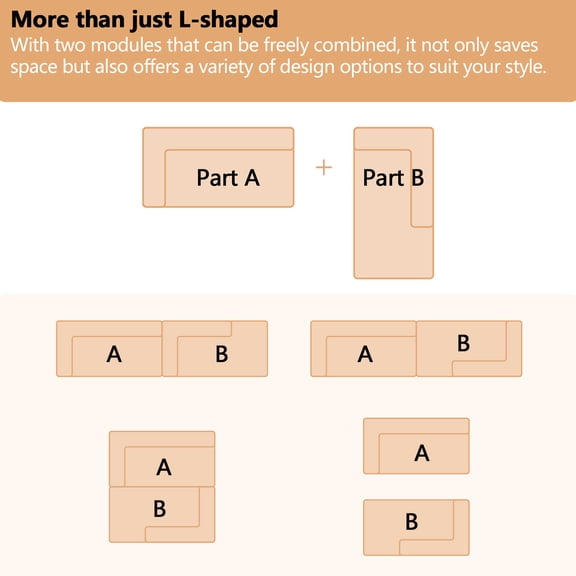 Modular Sofa, Multiple Design Options - Great for Customizing Your Living Room