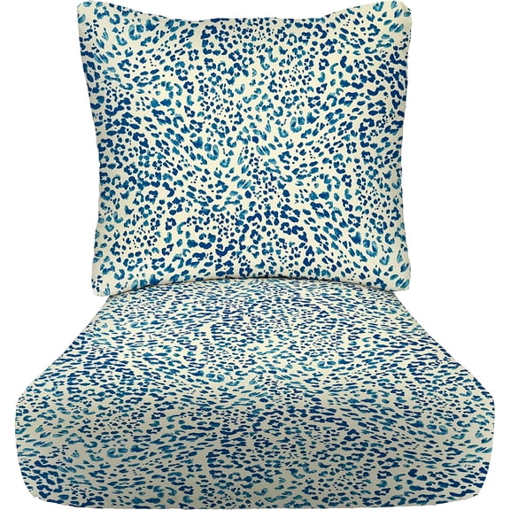 Deep Seating Cushion with Pillow Back | 23 x 26 Seat | All-Weather Spun Fabric | Water and Fade-Resistant | Outdoor Chair Cushion Set for Patio Furniture | Sunny Spot Blue