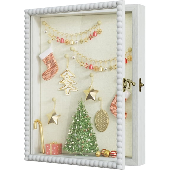 11x14 Deep Shadow Box Frame,Unique Solid Wood Beads Frame,White