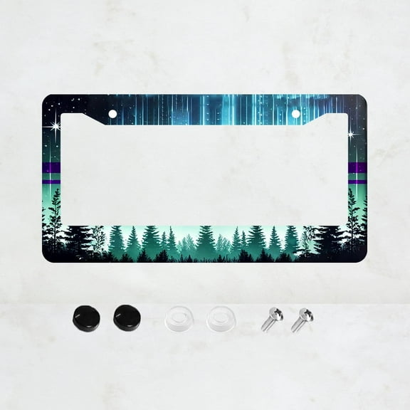 Deep Sky Forest License Plate Prame Aluminum Rust-Proof Auto Parts License Plate Decorative Screws Fit Standard 2 Holes 1 U.S. License Plate, 12x 6 Inch