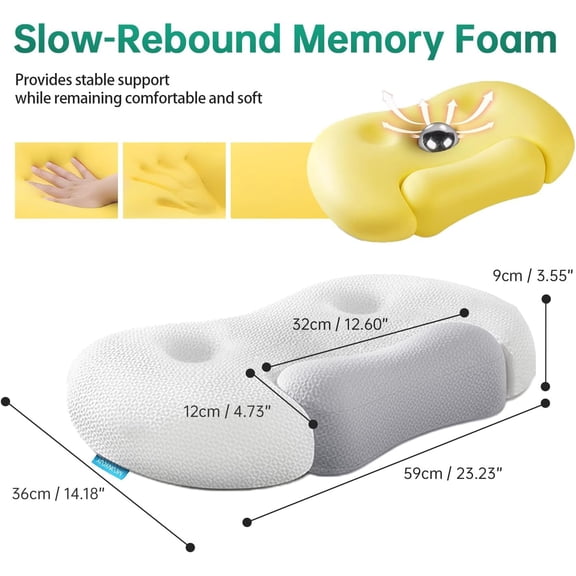 Deep Sleep Pillow, Ergonomic Contour Design for Side & Back Sleepers, Orthopedic Cervical Shape Gently Cradles Head & Provides Neck Support & Shoulder Pain Relief Contour Memory Foam Pillows