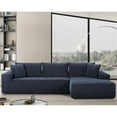 thumbnail image 1 of Deep Couch Sleeper Sectional Sofa 108" Chenille Wide Couch with Chaise Blue, 1 of 9